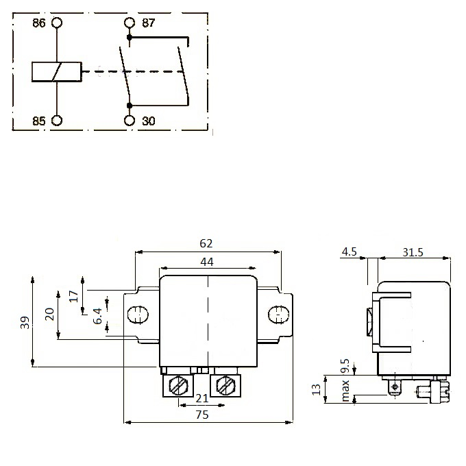 0332002258 Bosch Power Relays Normal Open Pins 24v 50amp 0