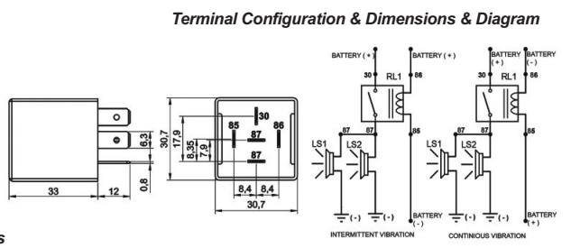 12V / 24V 5 Terminals Vibration Car Horn Relay 0