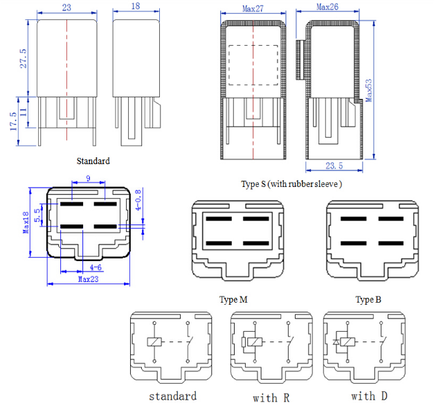 RY351 056700-9160 MB183865 4 Pins Mini Cooper Air Conditioning Relay 12v 24v 40a Without Matal Sheet Grey MC897148 6